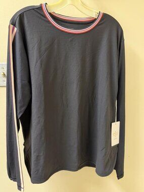 Johnny Was Active Long Sleeve Top - XL - NWT - Navy Athleisure